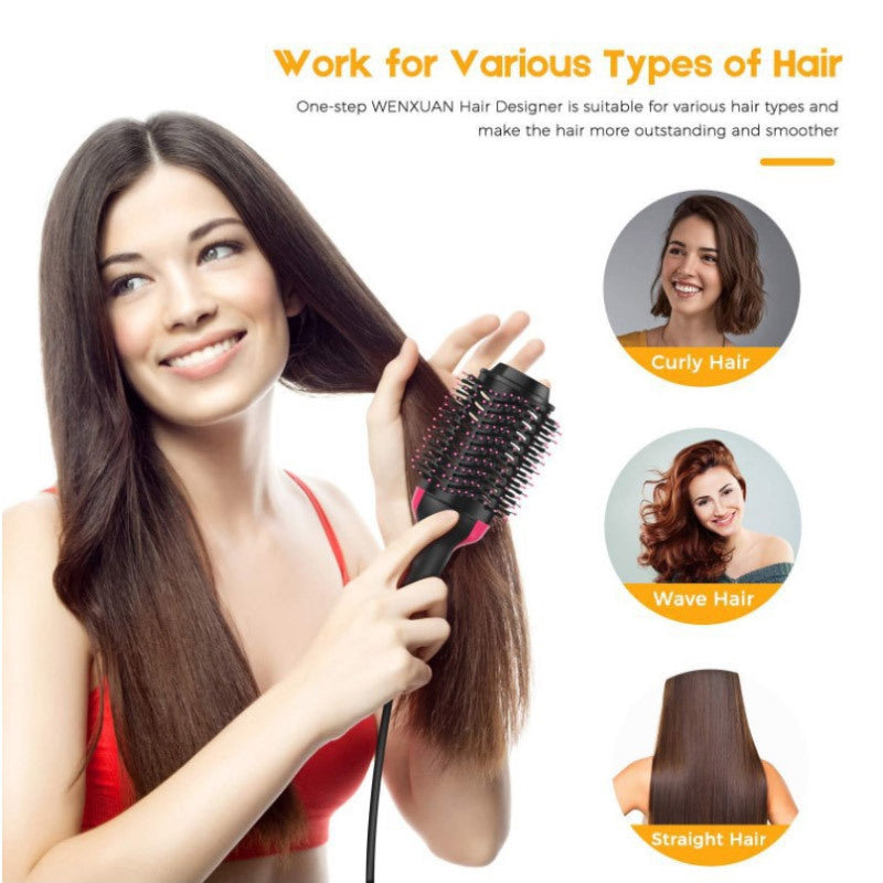 3-in-1 Hair Dryer, Straightener & Hair Curler Brush