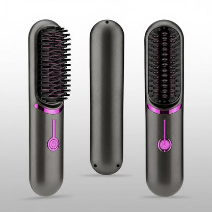 Rechargeable Hair Straightener Brush – Wireless Anti-Frizz Styler